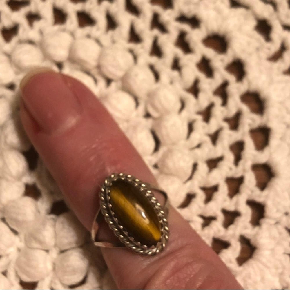 Vintage Sterling Silver Tiger Eye Ring Size - Picture 3 of 3